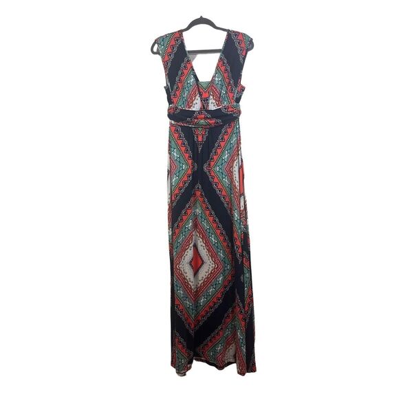 Maeve Maxi Dress Small Multicolor Geometric VNeck Cinched Waist Sleeveless Print - Picture 6 of 16
